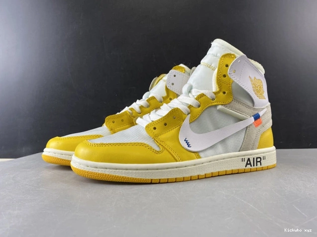 1 NRG AQ0818-149 Yellow-Cone Powder Off-White Dark Jordan x Air White 0816